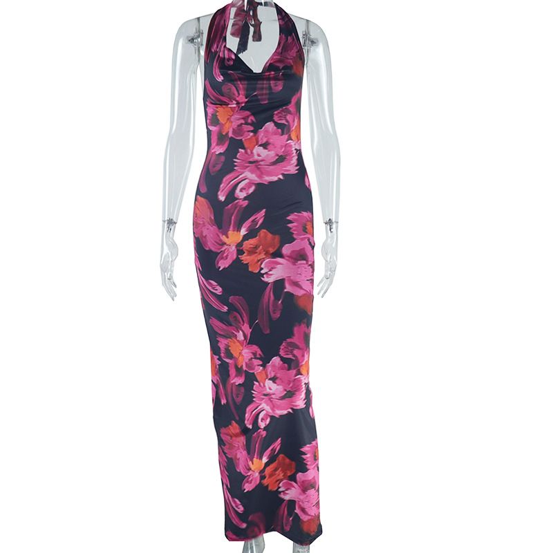 Women's Blue Tie-Dye Satin Slip Dress Sexy Backless Maxi Dress With Spaghetti Straps Beach Cover Up Flowy Chiffon Fabric_voghion.com