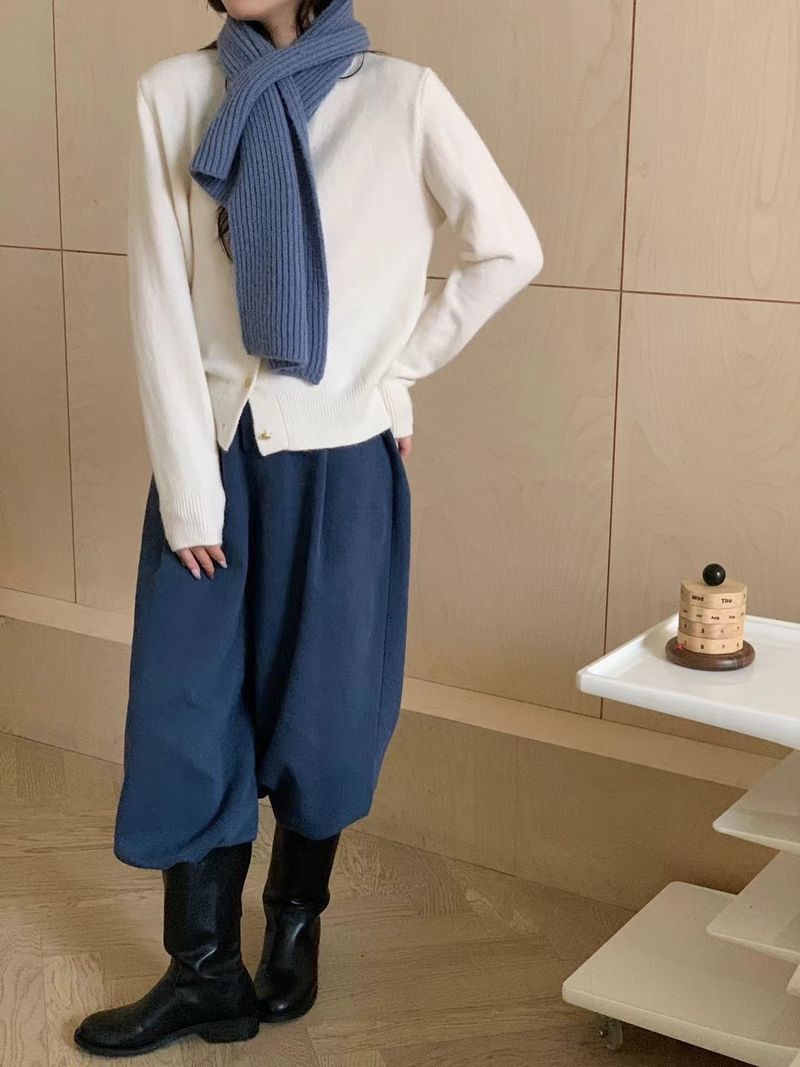 Lässiger Rundhalsausschnitt, gestrickte kleine Strickjacke, schmaler und dünner einfarbiger Pullover, Damenjacke_voghion.com