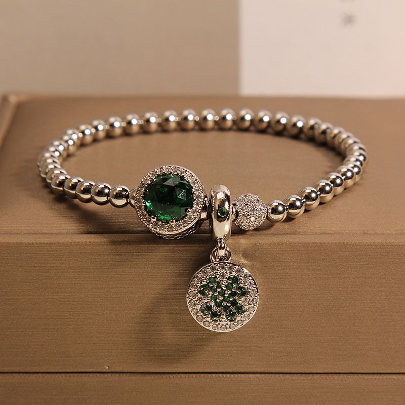 Weibliche Minderheit im Pan-Familienstil, leicht, leicht mit grünen Perlen eingelegt, exquisites Armband, Geschenk für Studenten_voghion.com