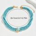 French Fashion Retro Geometric Beaded Necklace Simple Turquoise Multi Layer Design Long Chain Alloy Clavicle Chain_voghion.com