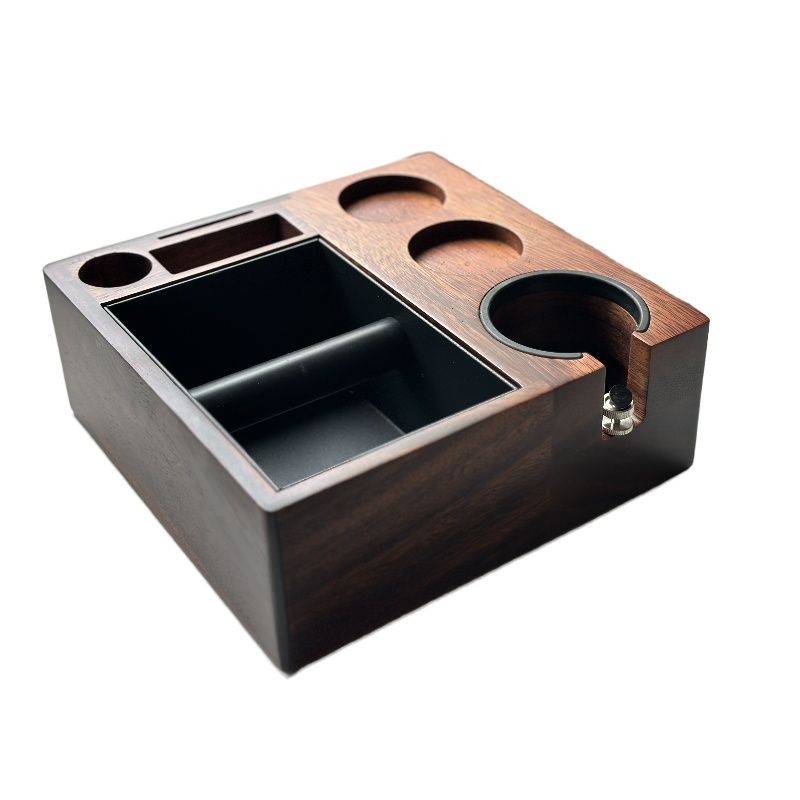 51/54/58 Multifunctional Coffee Grounds Knock Box Solid Walnut Wood Press Powder Base Handle Stand Storage_voghion.com