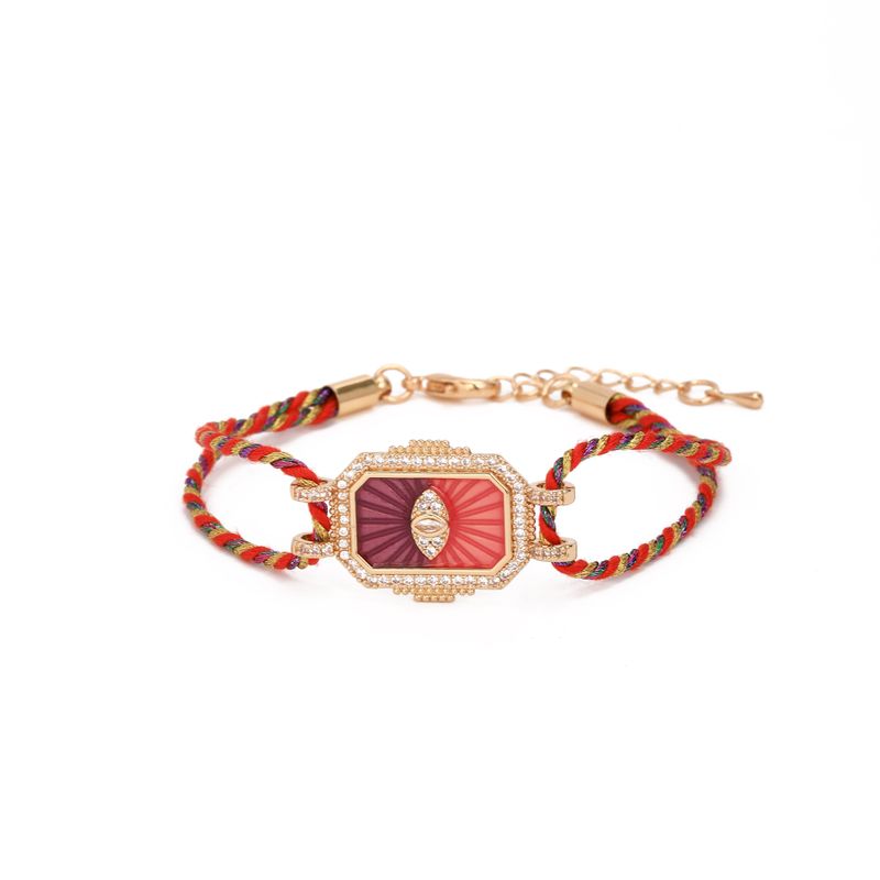 Pulseras al por mayor de cobre con cuerda de circón rectangular con forma de estrella de ojo de diablo de estilo simple de IG_voghion.com