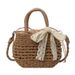 Straw Bag Woven Bag Mori Straw Bag Female Crossbody Beach Holiday Beach Bag Portable Bucket Bag_voghion.com