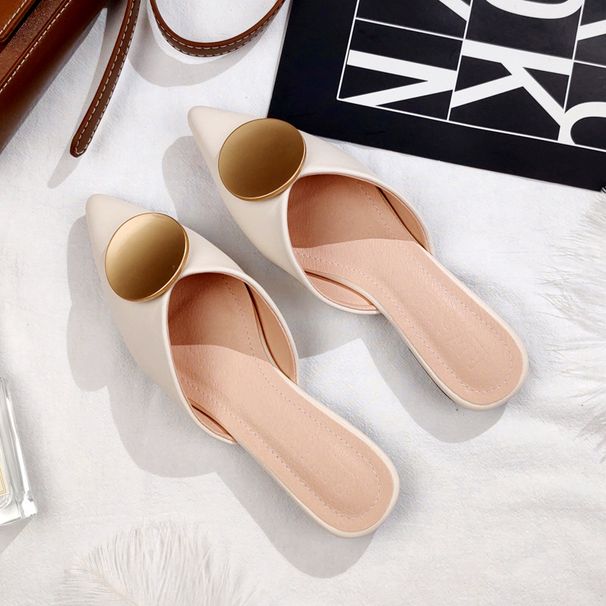 Summer New Baotou Hallef Cool Tuo Women's Pointed Flat Bottom Lazy Outsider Droen One Step Moeller _voghion.com