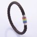 Heißer Verkauf Personalisierte Einfache Woven Leder Armband Armreif Regenbogen Bunte Mode Magnetverschluss Schmuck_voghion.com