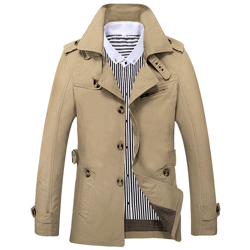 Men's Clothing Men's casual windbreaker mid-length men's coat_voghion.com
