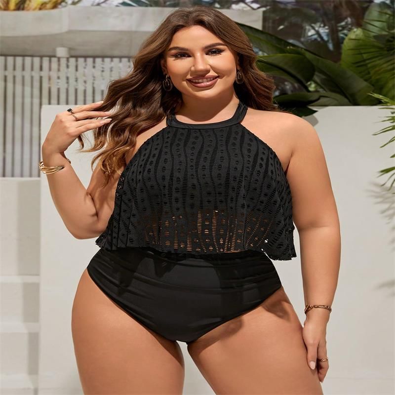 Maillot de bain grande taille pour femme - Maillot de bain deux pièces dos nu, couvrant légèrement, confortable et élégant, pour la plage et la piscine_voghion.com