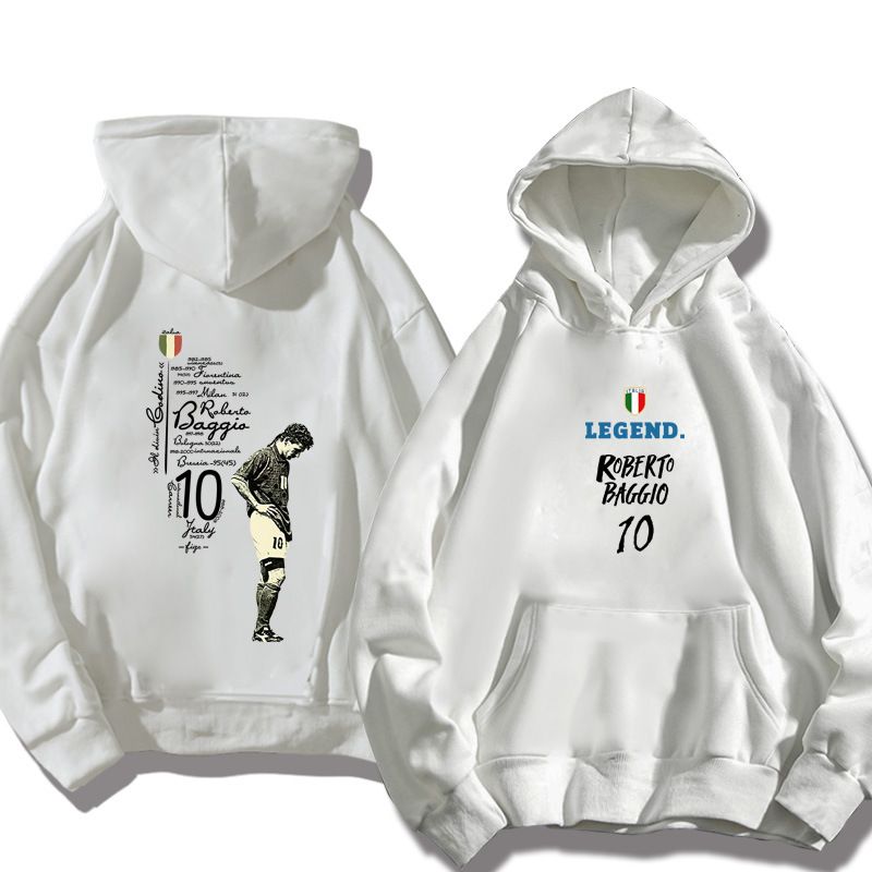 370G Football Sport Roberto Baggio Commemorative Long Sleeved Hoodie For Men And Women Loose Fitting Clothing_voghion.com