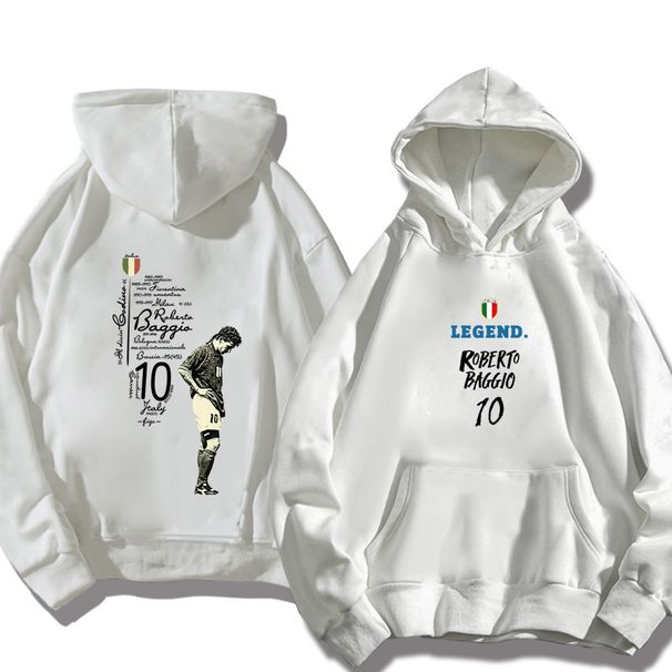 370G Football Sport Roberto Baggio Commemorative Long Sleeved Hoodie For Men And Women Loose Fitting Clothing_voghion.com