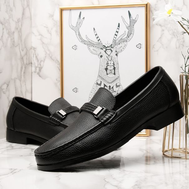 Spring New Business Casual Leather For Men, British Style Slip-On Soft Sole Lazy Shoes_voghion.com