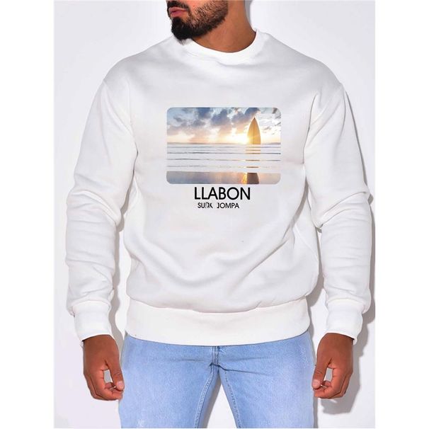 Suéter de cuello redondo de color liso de forro polar para hombre, ropa de trabajo de manga larga de algodón de caramelo_voghion.com