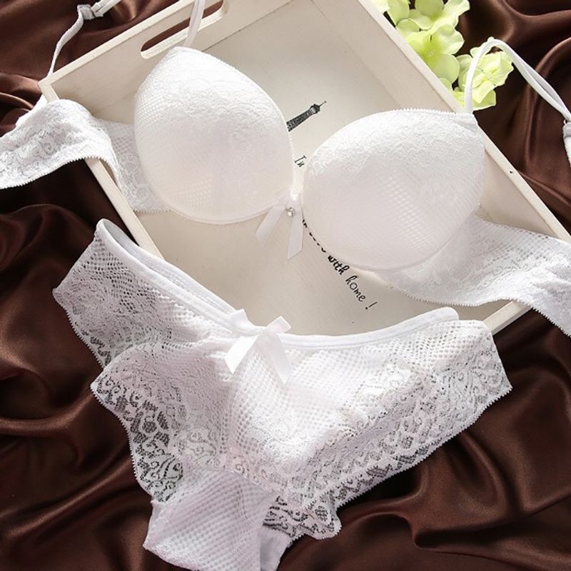 Seksi čipkasto udobje spodnje perilo za ženske z oporo in push-up modrčkom_voghion.com