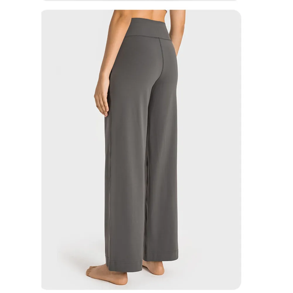 New Evrlue Double 6 Zero Sense Wide Leg Large Pocket Fitness Yoga Women Sports Casual Long Pants DL336_voghion.com