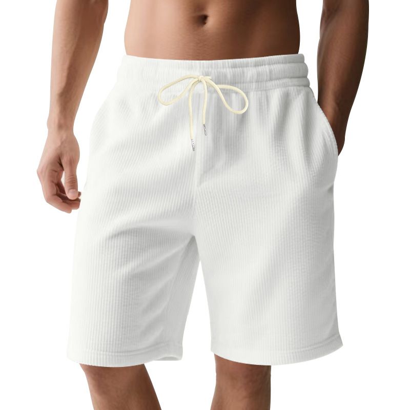 Pantaloncini da spiaggia casual semplici da uomo in velluto a coste americano estivo_voghion.com