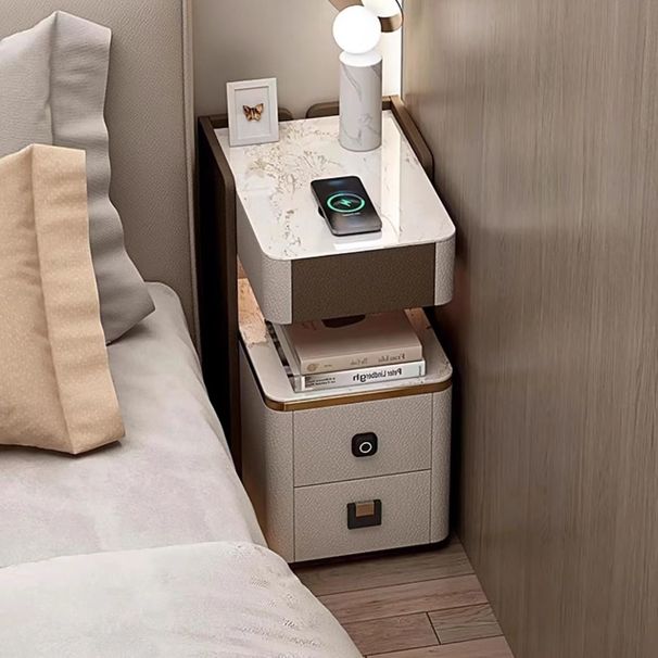 Smart Table Bedroom Solid Wood Home Modern Simple Wireless Charging Fingerprint Lock Multifunctional Bluetooth Bedside_voghion.com