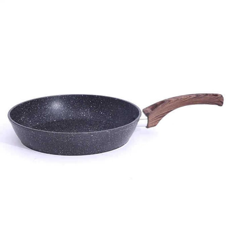 New wood grain handle wheat rice stone  -free frying non stick flat bottomed pan, universal thickened double bottom_voghion.com
