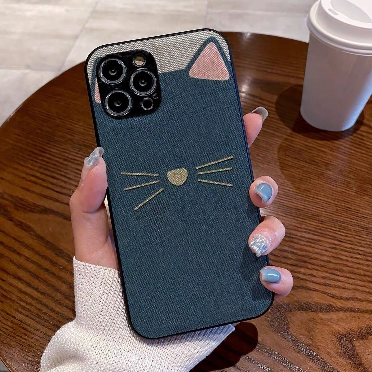 Custodia per telefono Cat Ear 16 Pro Max 15 Pro/14/13/12/11 con trama in tessuto XS Max/X_voghion.com