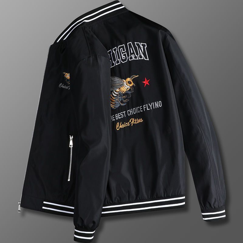 White embroidered for men, versatile fashion, handsome plus size jacket, spring and autumn thin casual men's jacket_voghion.com