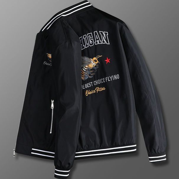 White embroidered for men, versatile fashion, handsome plus size jacket, spring and autumn thin casual men's jacket_voghion.com