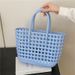 Summer New Women's Bag Hollow Woven Hand Held Vegetable Basket Bag Daily Vacation Travel Large Capacity Beach Bag_voghion.com