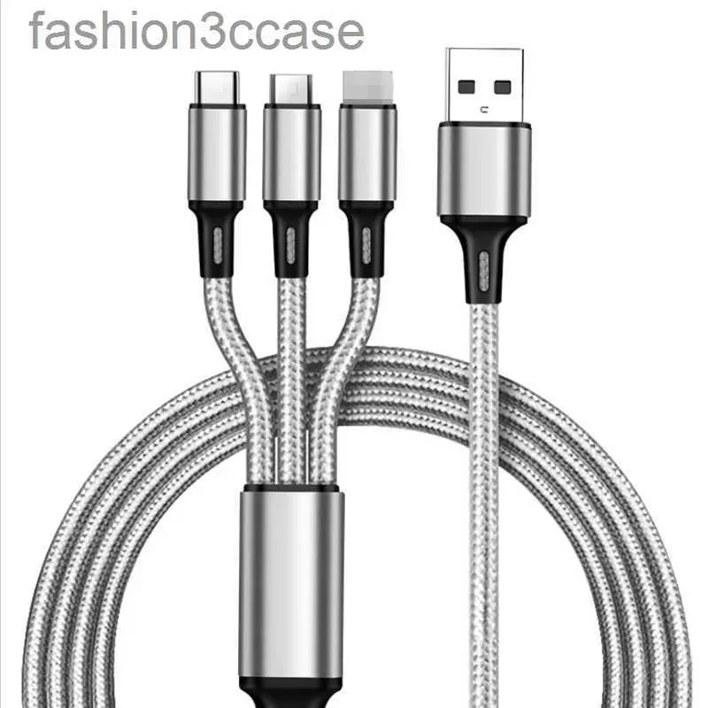 3 In 1 Nylon Braided Multi USB Fast Charging Cables Micro Type C Cable Phones Android Charger Cord Mobile Cell Phone_voghion.com