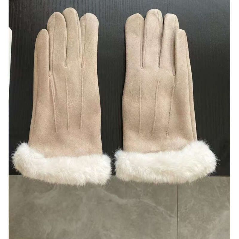 Guantes cálidos de invierno 2024 para mujer, de gamuza de felpa, gruesos, para exteriores, para esquiar, resistentes al viento y al congelamiento, con cinco dedos y protección contra la humedad._voghion.com