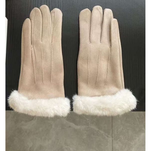 Guantes cálidos de invierno 2024 para mujer, de gamuza de felpa, gruesos, para exteriores, para esquiar, resistentes al viento y al congelamiento, con cinco dedos y protección contra la humedad._voghion.com