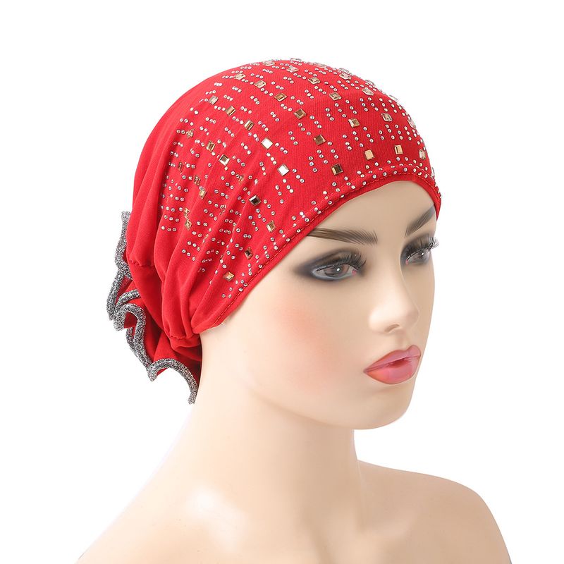 Fascia per capelli con fondo a forma di fiore in cristallo con diamante caldo e sciarpa araba H008_voghion.com
