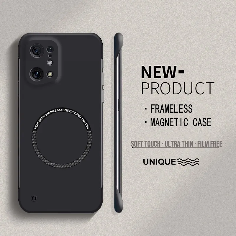 Coque de téléphone magnétique ultra fine et rigide en polycarbonate sans cadre pour Oppo Reno 5 6 8 Find X3 Neo Lite X5 Pro avec chargement sans fil mat_voghion.com