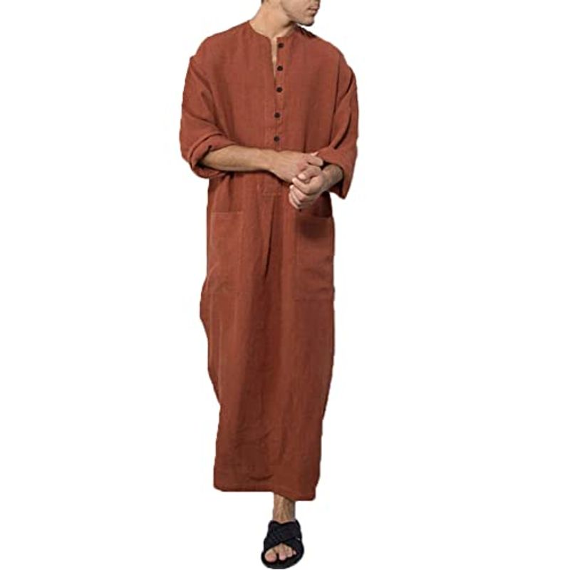 Robes musulmanes, Jubba Thobe, Moyen-Orient islamique, caftan, chemise de nuit ample pour homme, pyjama une pièce à manches longues_voghion.com