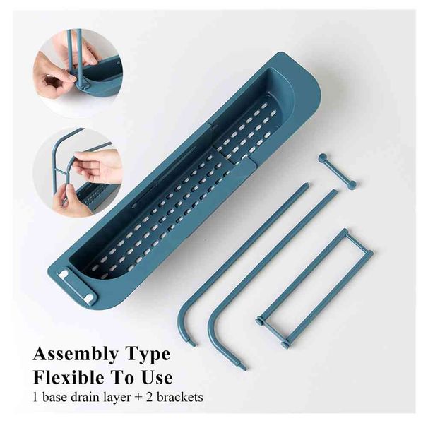 Cestello portaoggetti telescopico per lavello da cucina, supporto per rubinetto, supporto regolabile per bagno, accessori per lavello da cucina_voghion.com