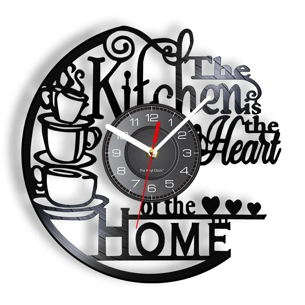 Coffee-Themed Wall Clock – Modern Kitchen Decor With Silent Quartz Movement, Battery Operated, Black Plastic Frame (8.3/12 Inch)_voghion.com