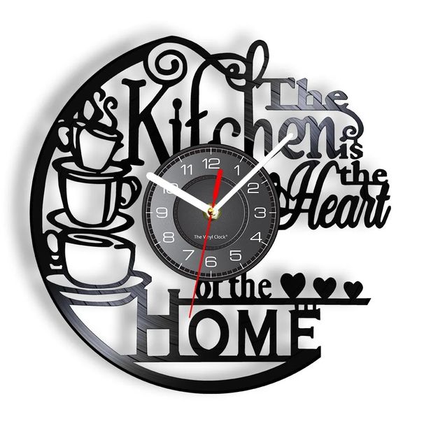 Coffee-Themed Wall Clock – Modern Kitchen Decor With Silent Quartz Movement, Battery Operated, Black Plastic Frame (8.3/12 Inch)_voghion.com