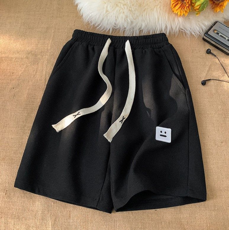 Férfi ruházat 2024 nyári nagy méretű gofri nadrág sport divatmárka rugalmas derék rövidnadrág férfi vékony hétköznapi laza ötpontos nadrág_voghion.com