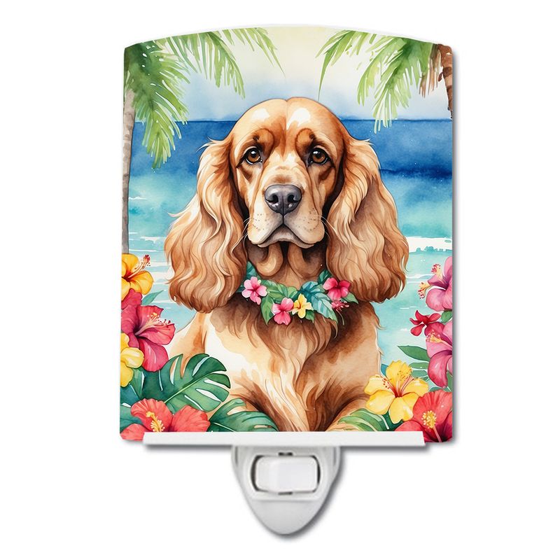 NEW Cocker Spaniel Luau Ceramic Night Light Compact, UL-Certified, Ideal for Bedroom, Bathroom, Nursery, Hallway, Kitchen, 6x4x3, Multicolor_voghion.com
