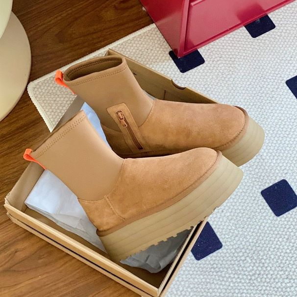 Latin American Sheepskin And Fur Integrated Snow Women's Winter 2023 New Thick Soled Elastic Tube Short Boots, Showing_voghion.com