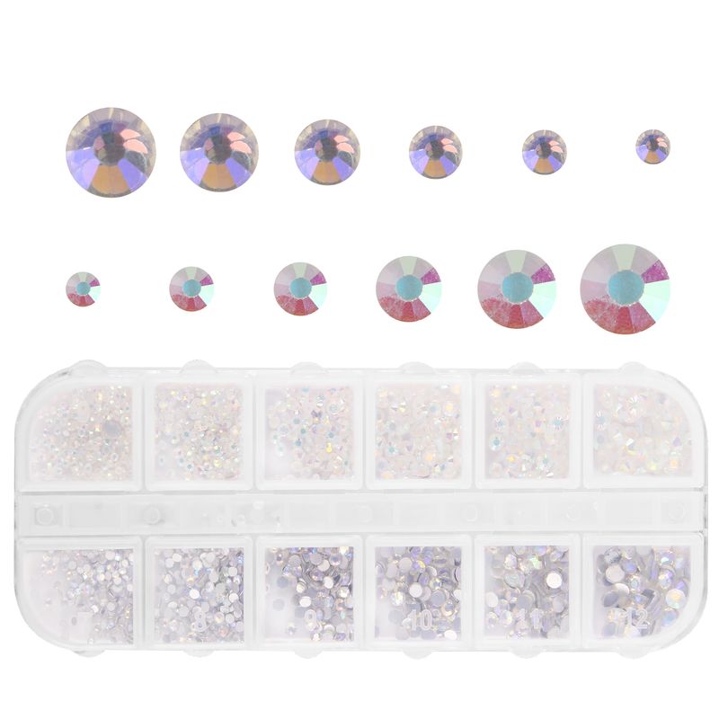 Stras 3D pentru unghii, decorațiuni, 12 cercei, diamant multicolor AB, spate plat, pietre prețioase de cristal cu sclipici Lux_voghion.com