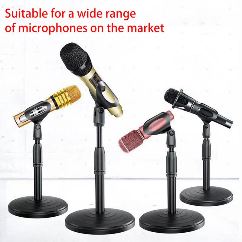 ABS Desktop Retractable Microphone Clamp Weighted Disc Base Mic Stand_voghion.com