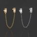 Brincos unissex simples de piercing de corrente, brincos de osso de orelha para mulheres, mini brincos de parafuso de zircônia dupla, brincos populares_voghion.com