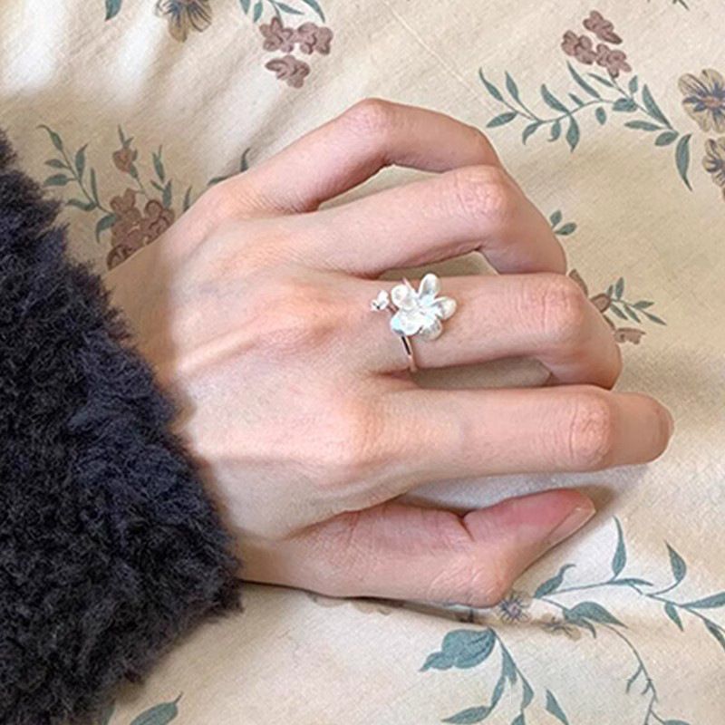 Fiore di Plumeria per donna, elegante e unico, design di alta qualità, moda minimalista, anello floreale versatile regolabile_voghion.com