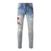 Herrkläder i samma stil katt morrhår rynkiga broderade orm lapptäcke hål elastisk slim fit skinny jeans jeans_voghion.com