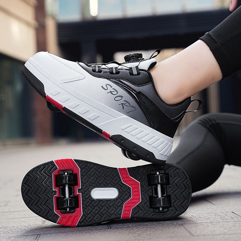 Rollschuhe, Rollschuhe, Deformierte Schuhe Mit Vier Rädern, Schuhe Mit Rädern Für Kinder Und Jugendliche, Rollschuhe, Zweireihige Räder_voghion.com