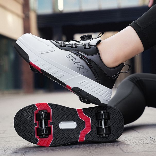 Rollschuhe, Rollschuhe, Deformierte Schuhe Mit Vier Rädern, Schuhe Mit Rädern Für Kinder Und Jugendliche, Rollschuhe, Zweireihige Räder_voghion.com