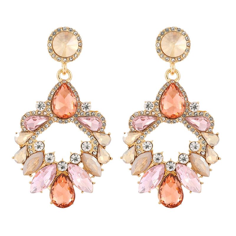 Fashionable colorful multi layer water drop earrings, charming water glass geometric shape temperament and versatile earrings_voghion.com