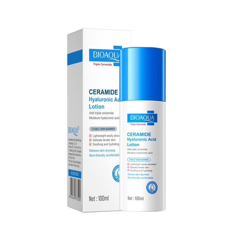 Lozione idratante per la pelle con acido ialuronico e ceramide in inglese completo BIOAOUA_voghion.com