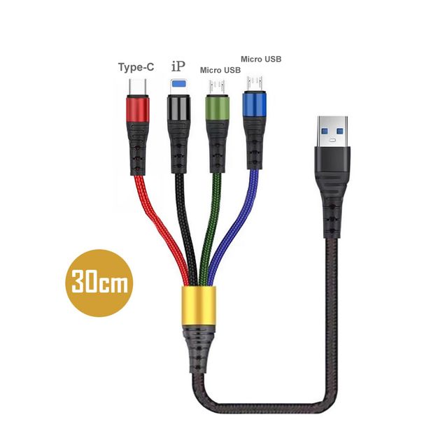 4 Type C IPhone 14 Pro Max 3 USB Charging 2 In 1 Micro Cable For Samsung Xiaomi Huawei & More_voghion.com