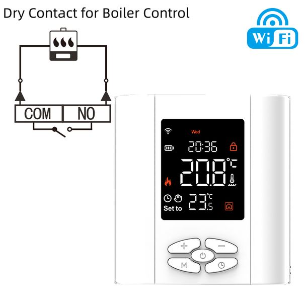 Θερμοστάτης θέρμανσης WiFi Tuya Smart Temperature Controller Μπαταρία χαμηλής ισχύος για λέβητα αερίου που λειτουργεί με την Alexa Google Home_voghion.com