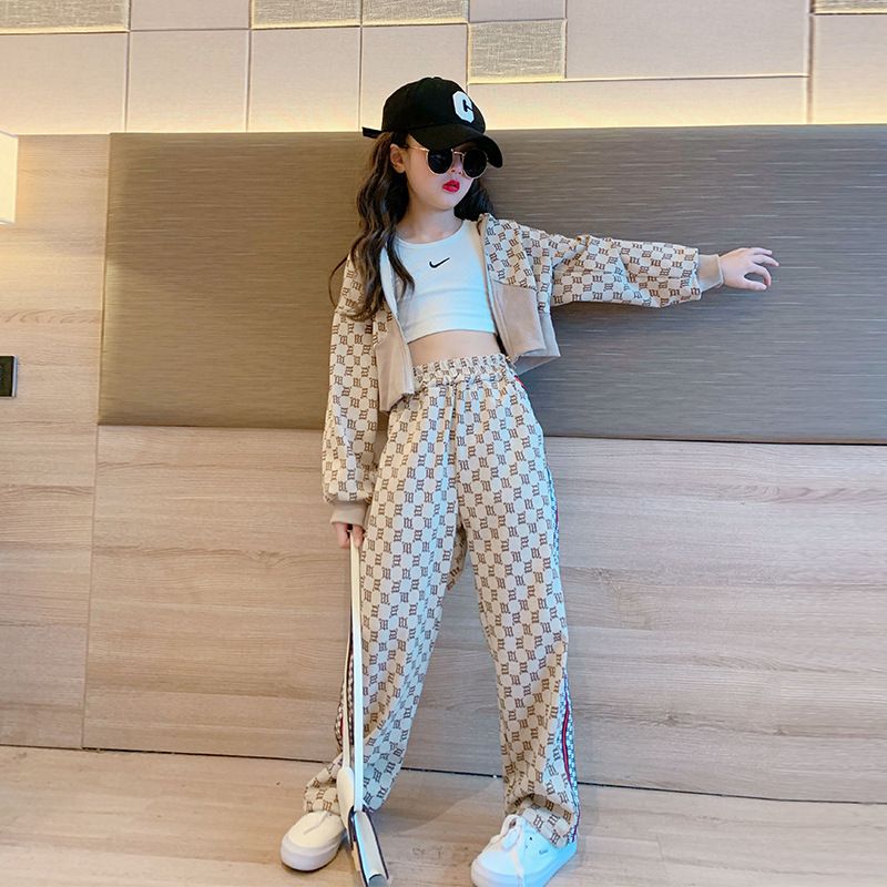 Set and Fashionable 2023 New Girls' Sweater Sports Autumn Clothing Children's Net Red Fried Street_voghion.com