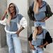 Women's Clothing Fashion Loose Casual Washed Denim Splicing Hooded Women's Sweatshirt_voghion.com