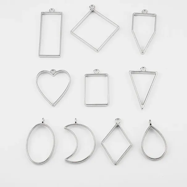 Collane con ciondolo 1 confezione 3 colori assortiti geometrici cavi pressati con cornice per gioielli artigianali in resina_voghion.com